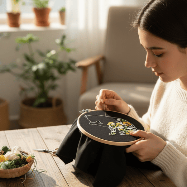 DIY broderikit för handväska med tryck broderiram