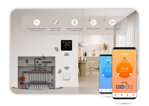 Zigbee Tuya Batteridrevet Rumtermostat BAT2 Sort