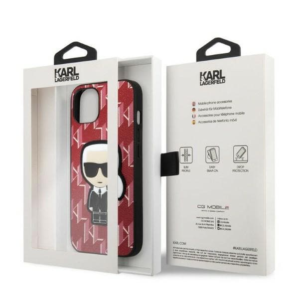 Karl Lagerfeld Monogram Ikonik Patch-skal till iPhone 13, rött