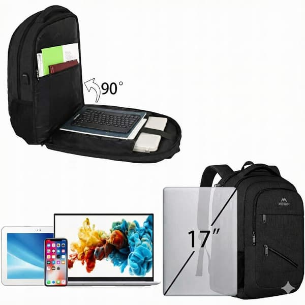 Matein 1035 BLK 17" Laptop Rygsæk Sort