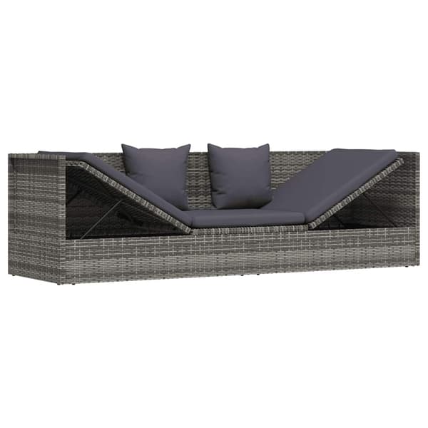 vidaXL Puutarhatuoli harmaa 200 x 60 cm PE-rottinki