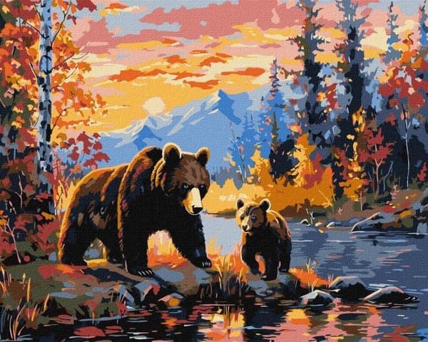 Maalaus numeroiden mukaan - Karhuperhe 40x50