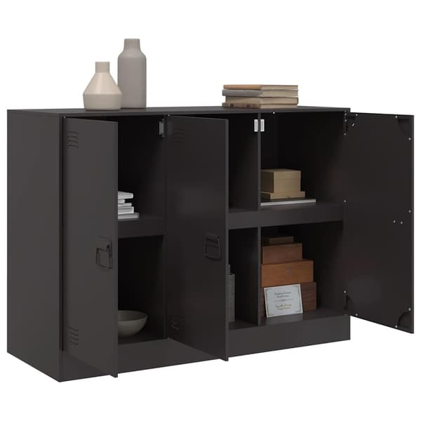 vidaXL skab, sort, 99x39x73 cm, stål
