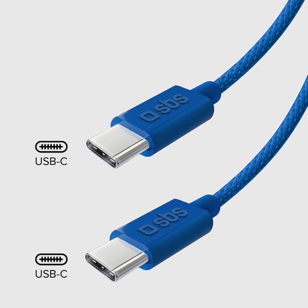 Flettet kabel USB-C - USB-C 60W 1,5m - blå