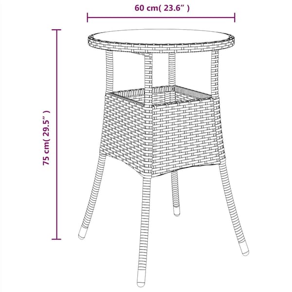 vidaXL havemøbelsæt med 3 dele og hynder, sort, polyrattan