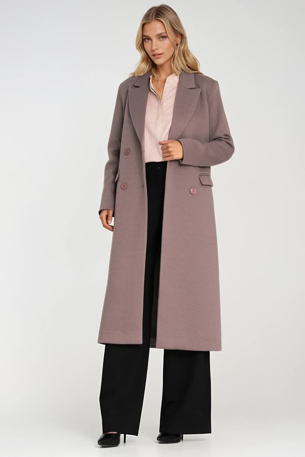 Elegant dubbelknäppt kappa - beige 36