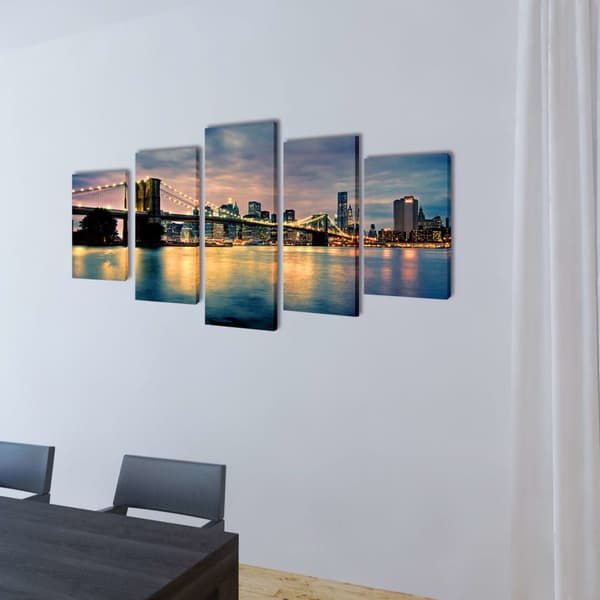 Canvastavlor 200 x 100 cm Flod med Brooklynbron