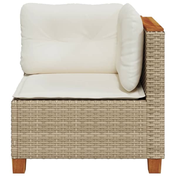 vidaXL Hörnsoffmodul med kuddar, beige, polyrotting