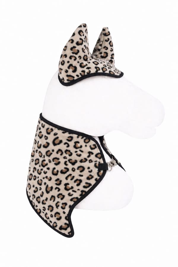 Käpphäst A3-set: Fleecetäcke + Hörselkåpor - Beige Leopardmönster