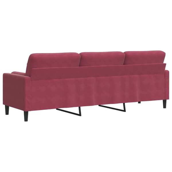 vidaXL 3-sitssoffa med kuddar vinröd 210 cm sammet