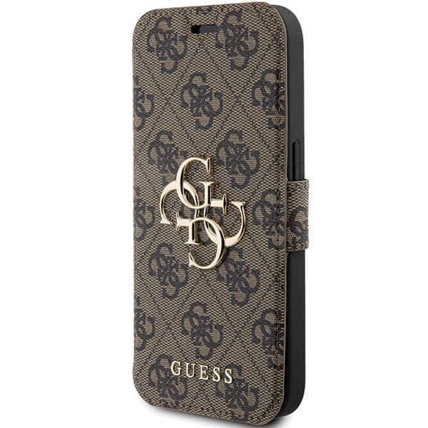 Guess Book 4G Metal Logo cover til iPhone 15 Pro, brun