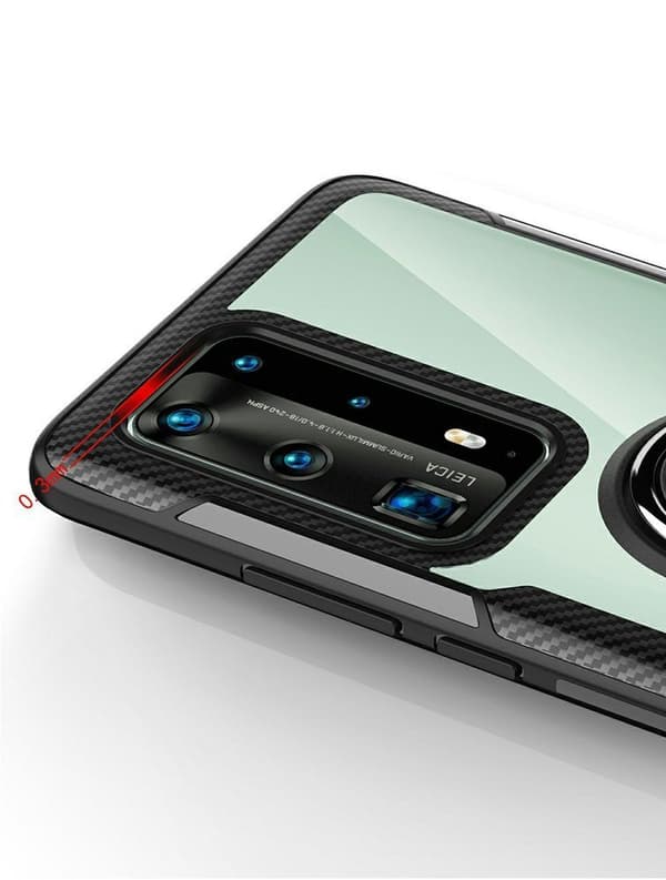 Huawei P40 Pro Gennemsigtig Ring Cover, Sort