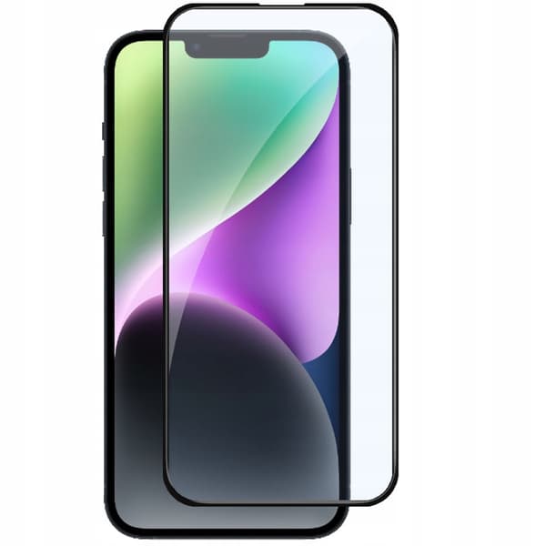 2x Härdat glas för Apple iPhone 14/16E, helskärmstäckning, 5D-glas