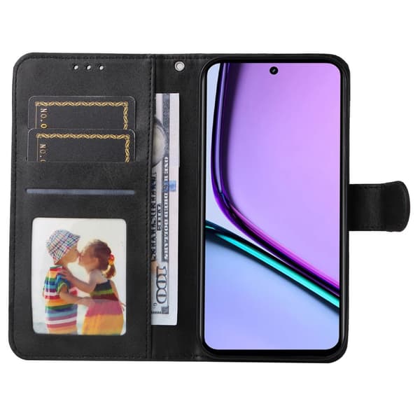 Realme C67 Läderplånboksfodral, Svart