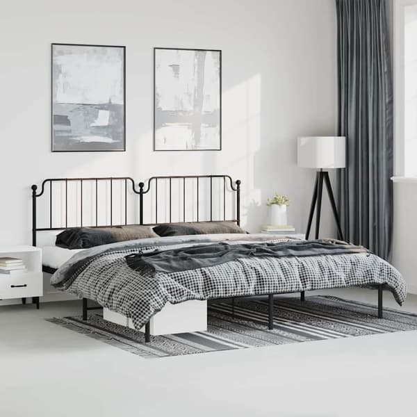 vidaXL metalsengestel med hovedgærde sort 193x203 cm