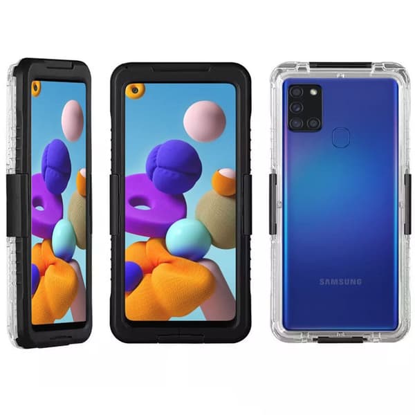 IP68 Vandtæt Etui til Samsung Galaxy A21S, Sort
