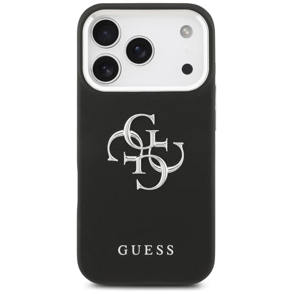 Guess Grained Big 4G Classic Logo cover til iPhone 17 Pro, sort