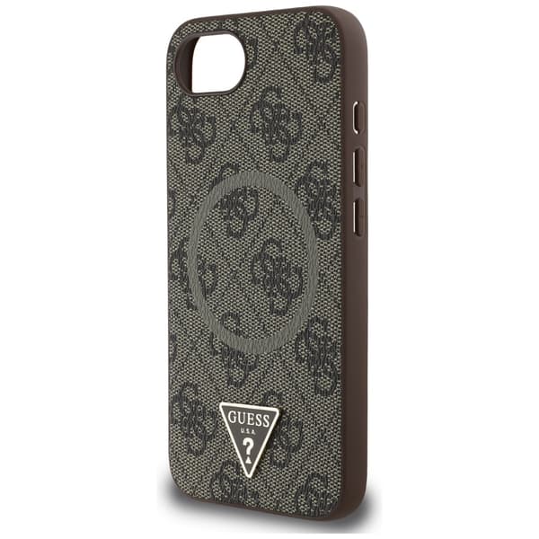Guess 4G Ring Triangle Logo MagSafe -kotelo iPhone 16e:lle, ruskea