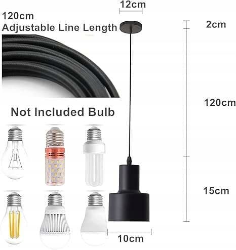 Minimalistisk pendellampe E27 120 cm - sæt med 2 sorte