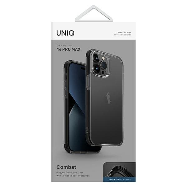 UNIQ Combat -kotelo iPhone 14 Pro Maxille, musta