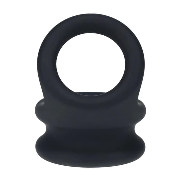 Bred Dobbelt O Silikone Penisring - L - Sort