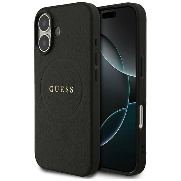 Guess Grained Ring MagSafe-etui til iPhone 17, sort