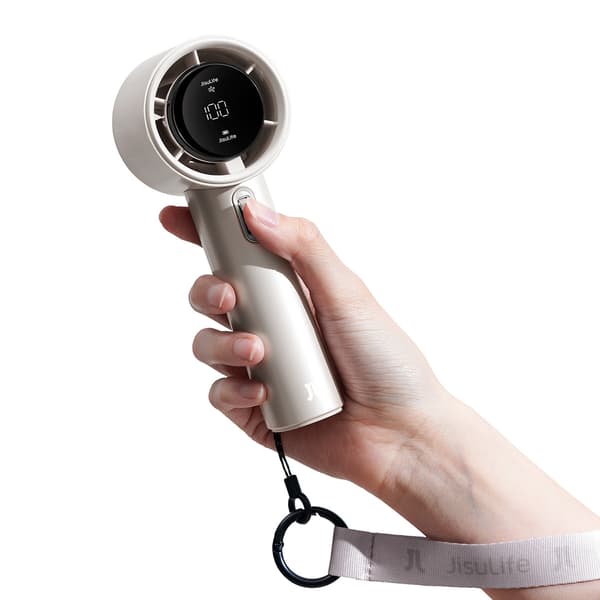Mini-ventilator bærbar metalventilator USB-C 5000mAh - lysebrun
