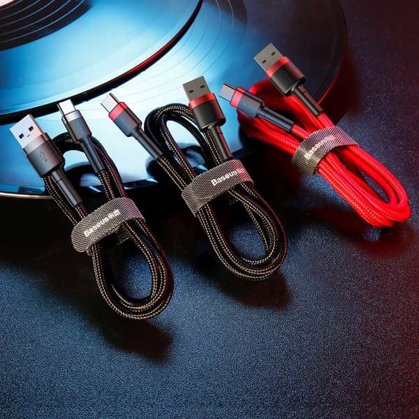 Kestävä Joustava USB-C QC3.0 Kaapeli 2A 2M Musta ja Harmaa