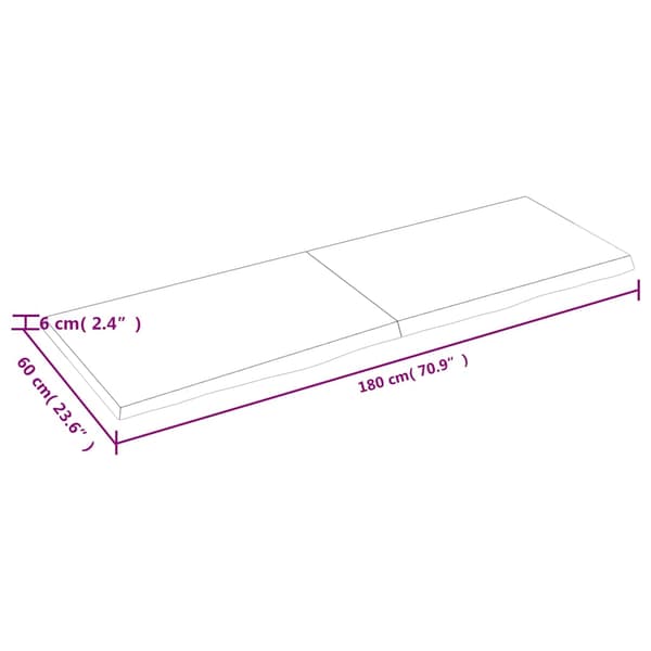 vidaXL hylde mørkebrun 180x60x(2-6) cm egetræsfinish