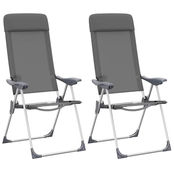 vidaXL Hopfällbara campingstolar, set om 2, grå, aluminium