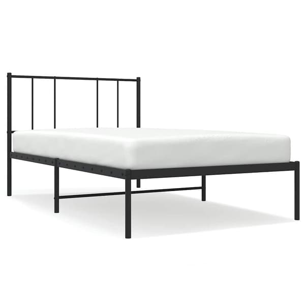 vidaXL metalsengestel med hovedgærde sort 100x190 cm