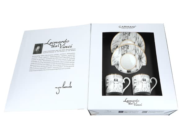 Carmani, 2x espressokoppar - leonardo DA vinci/Vitruvian Man