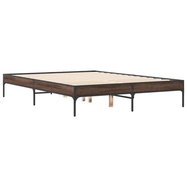 vidaXL Sängram brun ek 135x190 cm träbaserat material
