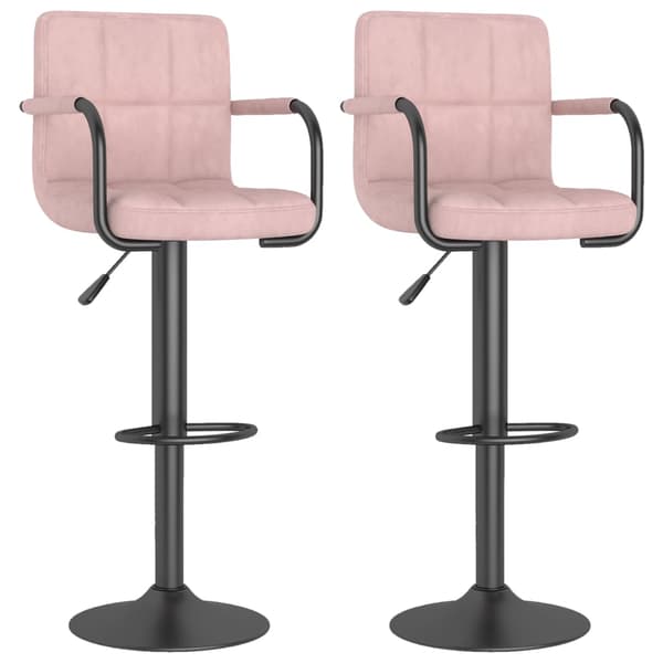 vidaXL Barstolar, set om 2, rosa, klädda i sammet