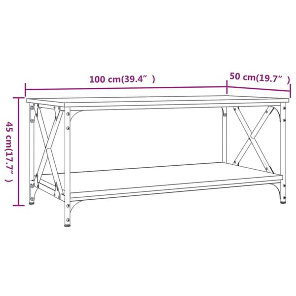 vidaXL sofabord, sort 100x50x45 cm, træbaseret materiale