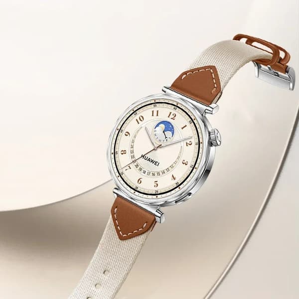 Yleiskäyttöinen nailonranneke 18 mm, beige / ruskea