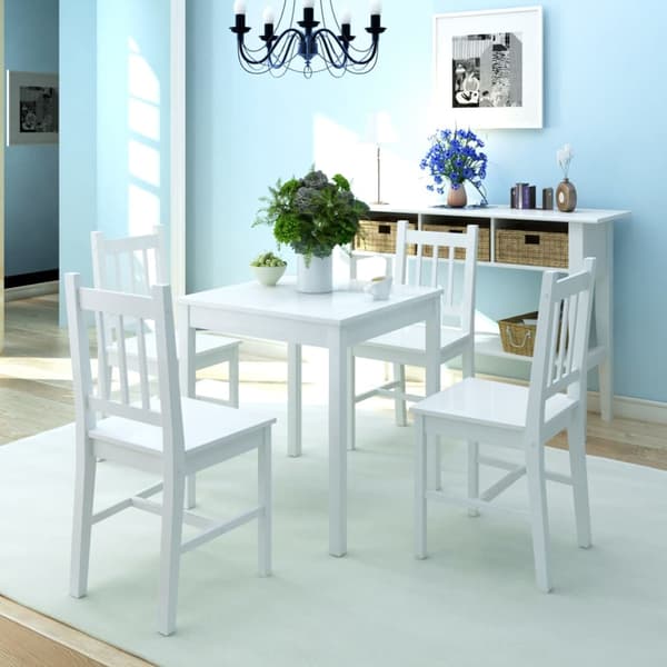 vidaXL Matgrupp 5 delar furu vit