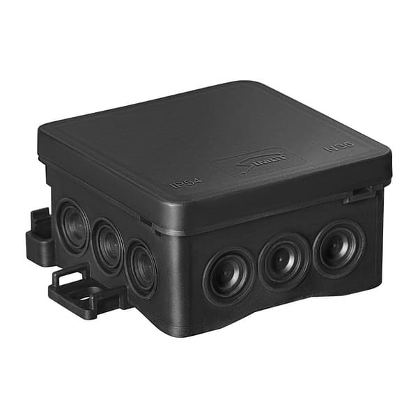 NS5 FASTBOxHOOK väggmonterad installationsdosa, 75x75x40mm, svart