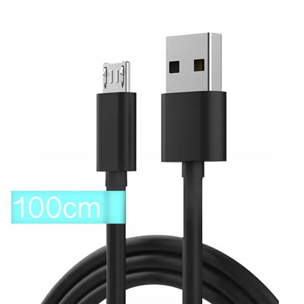 Micro USB -kaapeli, nopea lataus, USB - MicroUSB 100 cm, QC 3.0, musta