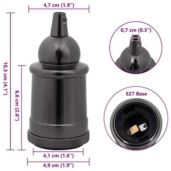 vidaXL Lamphållare 2 st glansigt svart E27
