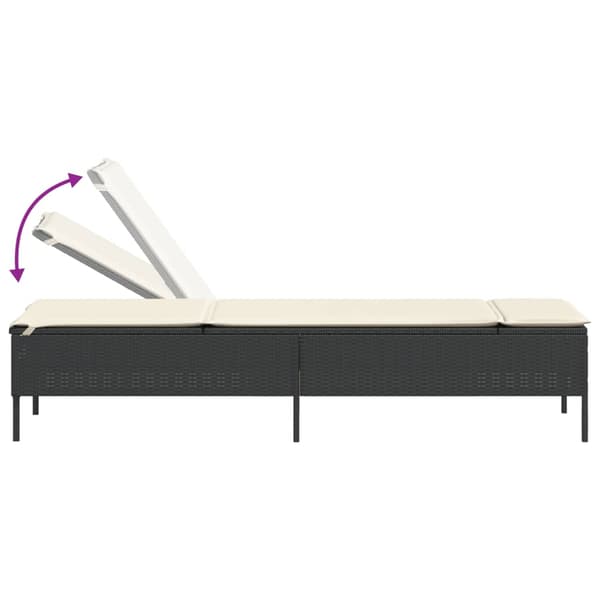 vidaXL liggestol med bord og hynde, sort, polyrattan