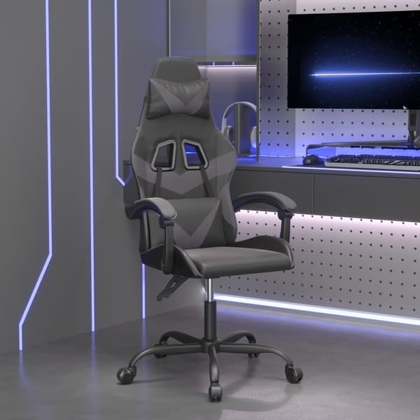 vidaXL Gamingstol, svart och grå, konstläder
