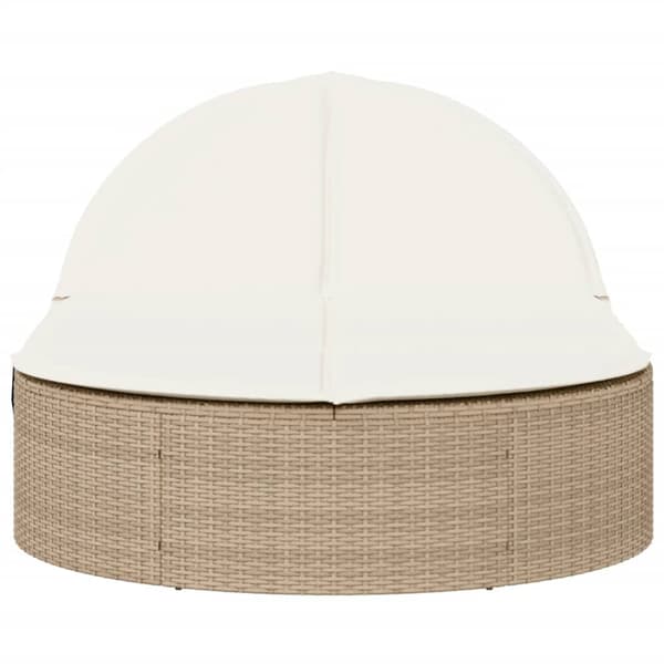 vidaXL Dubbel dagbädd med kuddar, beige, polyrotting