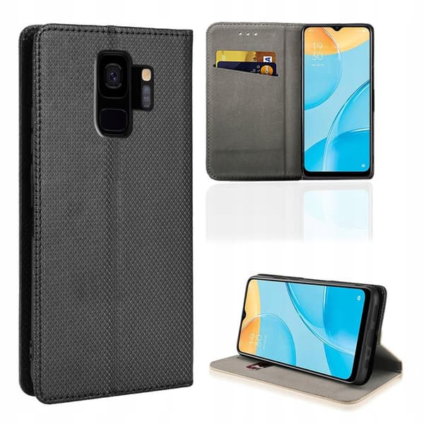 Etui til SAMSUNG GALAXY S9 PLUS /S9+ LUKKET SMART MAGNETETUIS SORT+GLAS