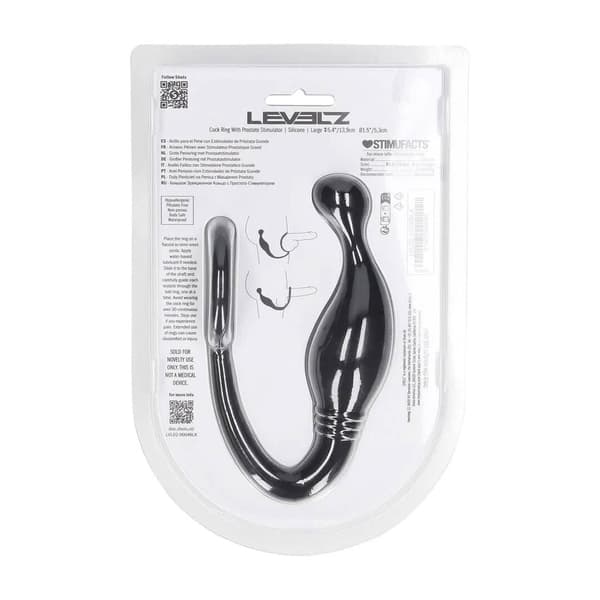 Silikonpenisring med prostatastimulator - L - Svart