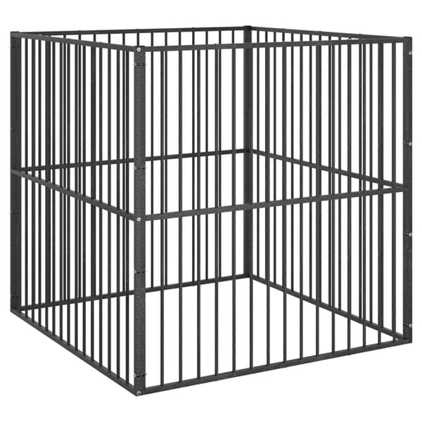vidaXL hundebur, 4 paneler, sort, galvaniseret stål