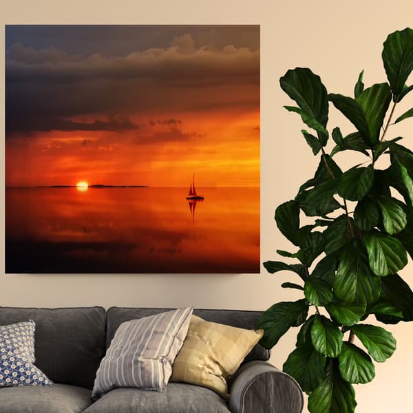Canvastaulu Luonto Auringonlasku Laiva 90x90 cm