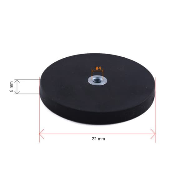 MAGNETISK HOLDER M4 GEVIND GUMMIHUS 22x6 mm