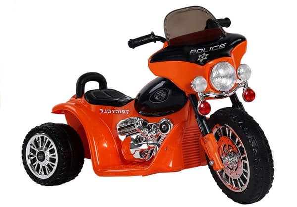 Batteridriven trehjuling JT568 polis för barn LED orange