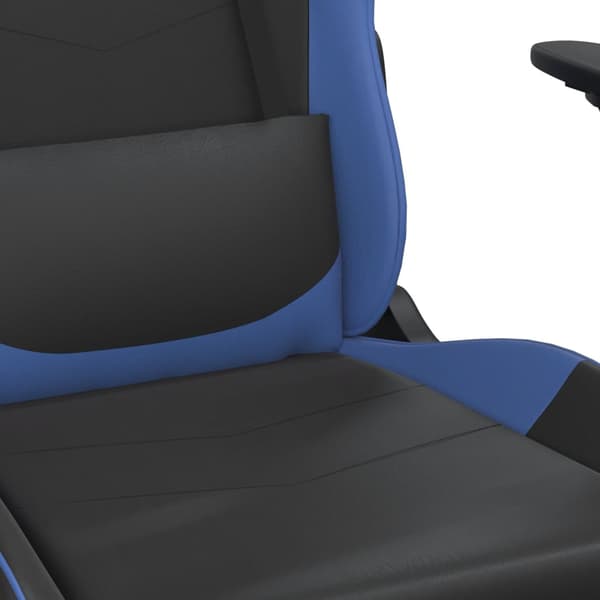 vidaXL massage-gamingstol, sort og blå, kunstlæder